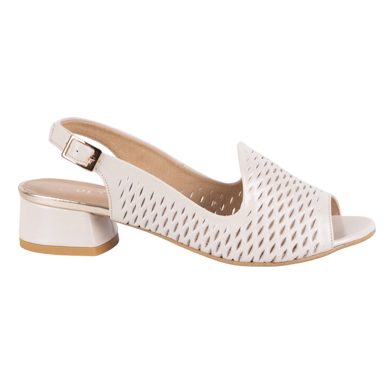 Olivier Women's Openwork Leather Sandals N1871 ECRU beige