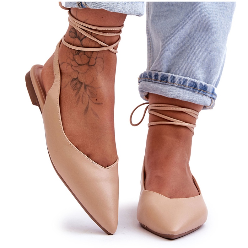 Kvinnors eko-delade nakna ballerinor beige