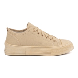 Beige låga kvinnors sneakers