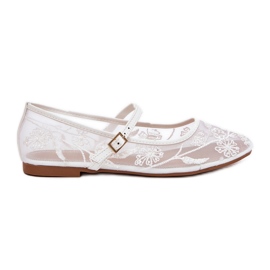Boto Mesh Ballerinas med broderi och vit dekoration