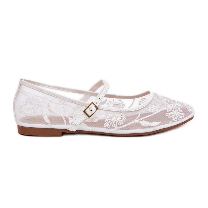 Boto Mesh Ballerinas med broderi och vit dekoration