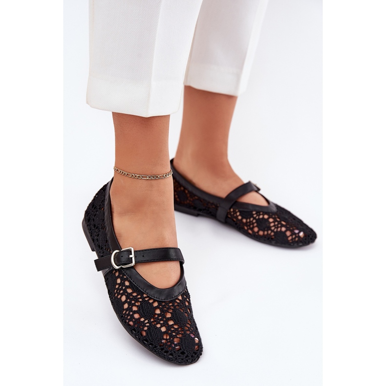 OpenWork Ballerinas med svart bälte