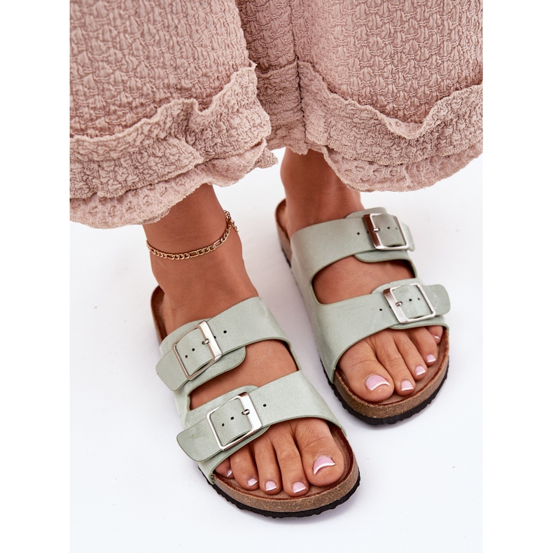 Kvinnors flip flops på korkplattformen mintklämmor grön