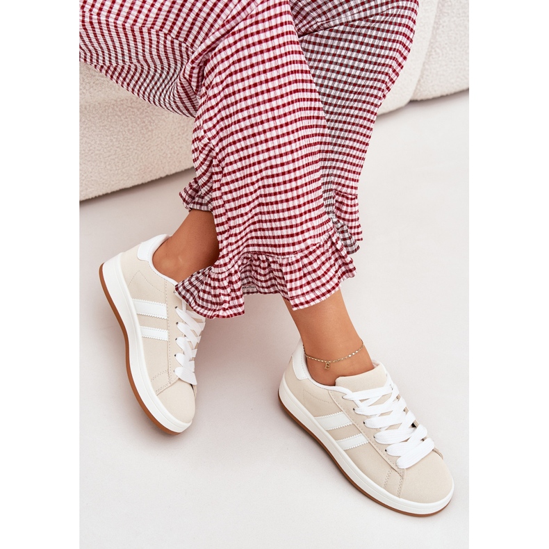 Kvinnors sneakers sportskor med Eco Leather Beige