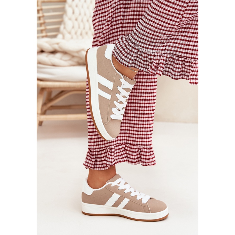 Kvinnors sneakers sportskor med Eco Leather Dark Sight beige