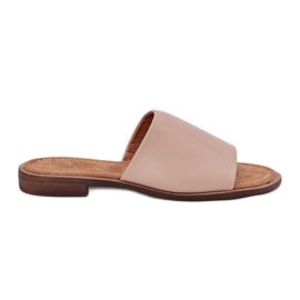 EVento Kvinnors läder platt beige flip flops