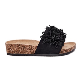 Kvinnors flip flops på korkplattformen svart