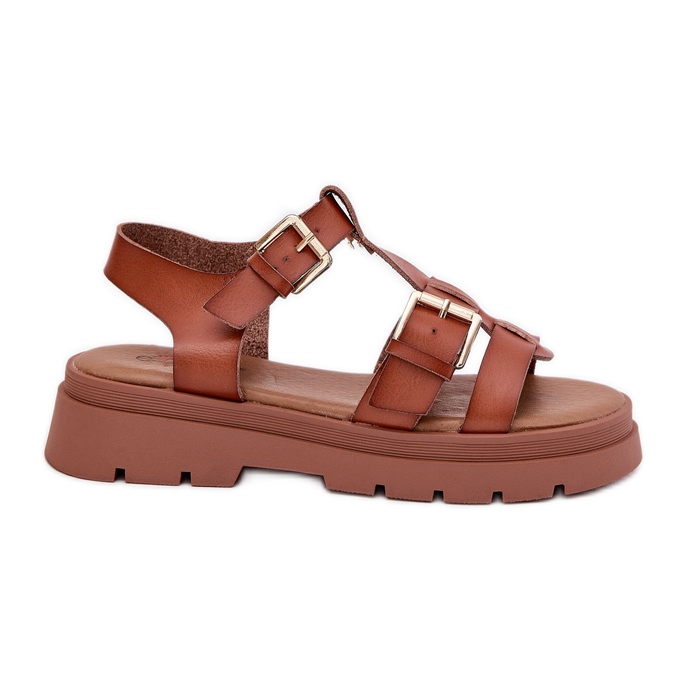 EVento Eco Leather Women's Sandals med kamelspännen brun