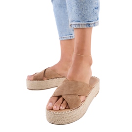 Brown Espadrilles med ränder på plattformen brun