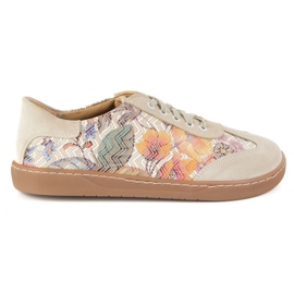 Barfota kvinnors läderskor Olivier Eliza beige blommor