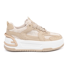Kvinnors sneakers med spetsbeige