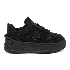 Kvinnors sneakers med svart spets