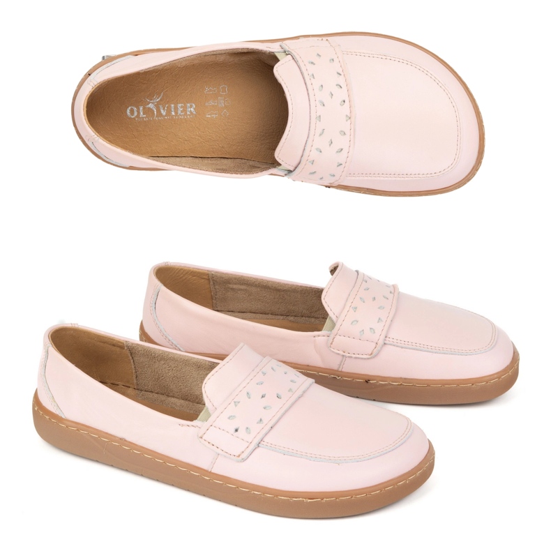 Olivier Kvinnors barfota Inga -loafers med en bred polsk rosa rosa