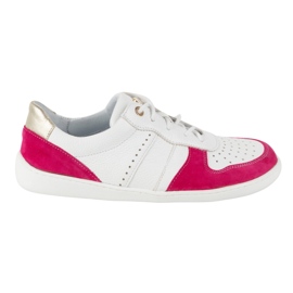 Barefoot Leather Shoes Olivier 1773Pol - Lätt minimalistiska vita sneakers med Fuchsia