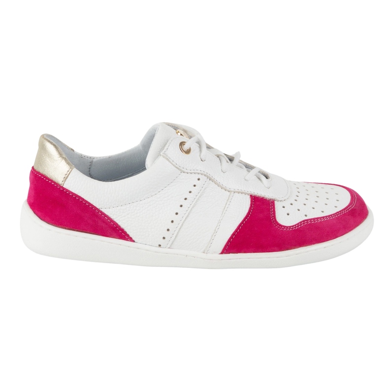 Barefoot Leather Shoes Olivier 1773Pol - Lätt minimalistiska vita sneakers med Fuchsia