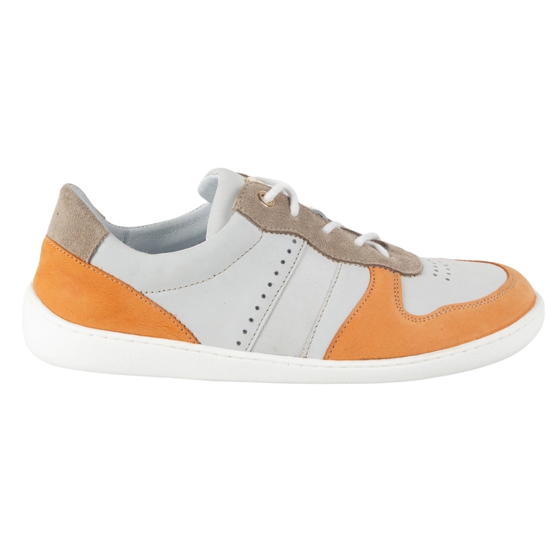 Barefoot Leather Shoes Olivier 1773Pol - Lätt minimalistisk grå med orange sneakers