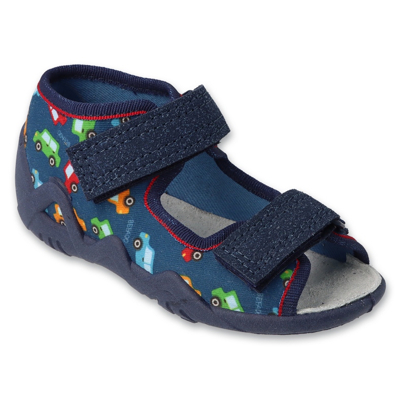 Befado barns tofflor 350p056 läderinsats blå