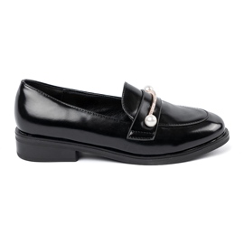 Seastar Svart lackerade loafers med pärlor