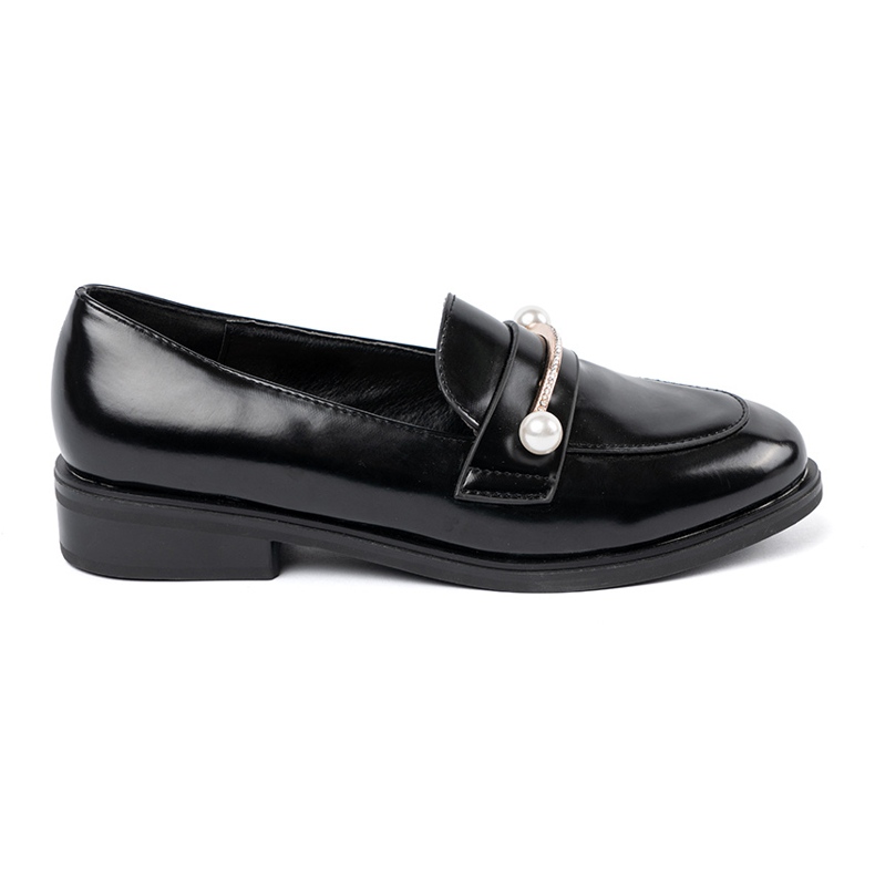 Seastar Svart lackerade loafers med pärlor