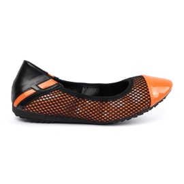 Orange ballerinas med svart nät