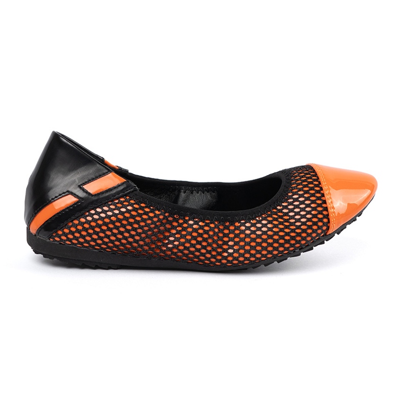 Orange ballerinas med svart nät