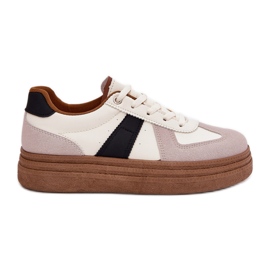Platformsneakers dam, beige