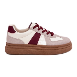 Kvinnors sneakers på vinröd plattform