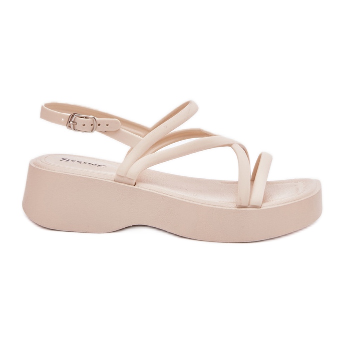 Kvinnors sandaler på plattformen med lätta lagerränder beige