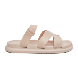 Kvinnors gummi tofflor med beige bälte