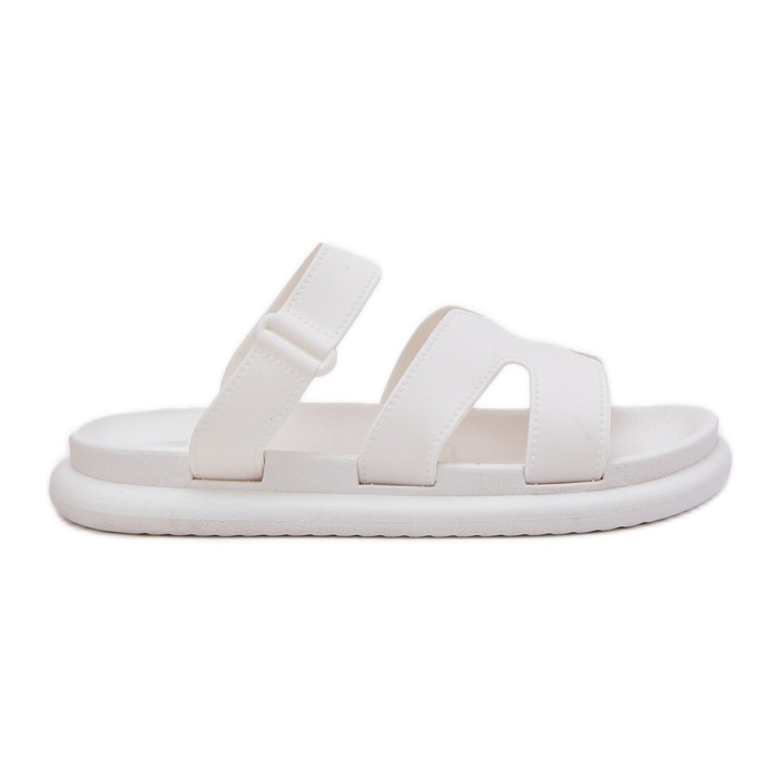 Kvinnors gummi tofflor med ett vitt bälte