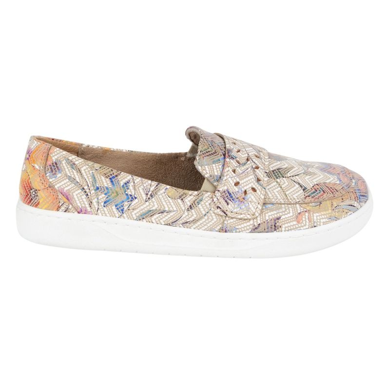 Olivier Kvinnors barfota inga loafers med en bred polsk beige blommor