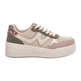 Kvinnors sneakers på plattformens leopard beige