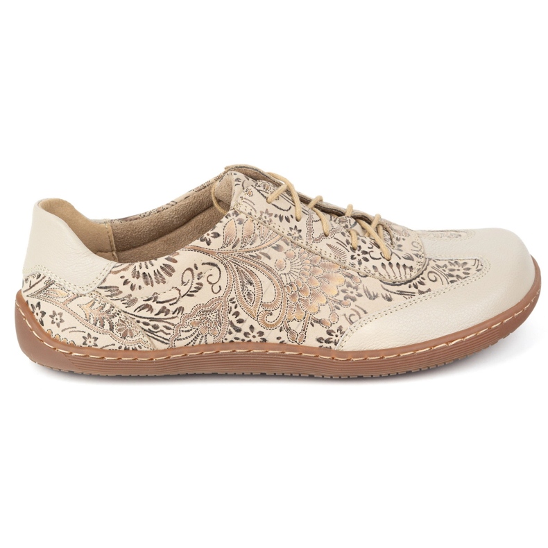 Olivier Barfota läderskor thalia minimalistiska skor tryck beige