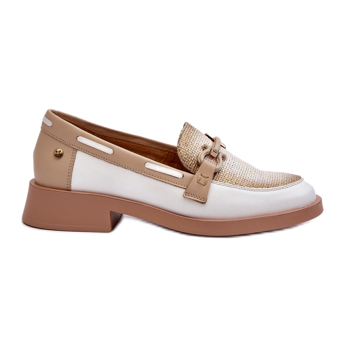 Maciejka läder loafers 06493-11 White and Beige vit