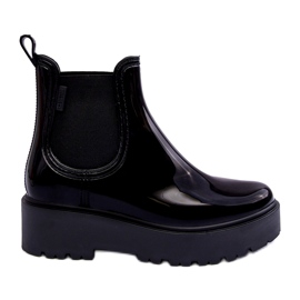 Kvinnors lackerade wellies på Big Star MM274395 Black Platform svart