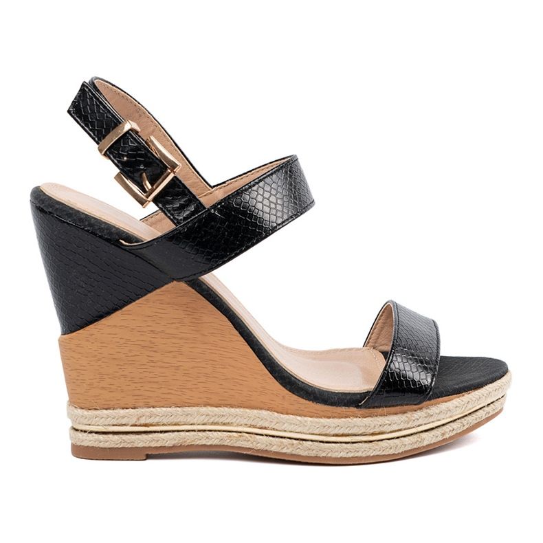 Shelvt Sandaler med hög kil svart