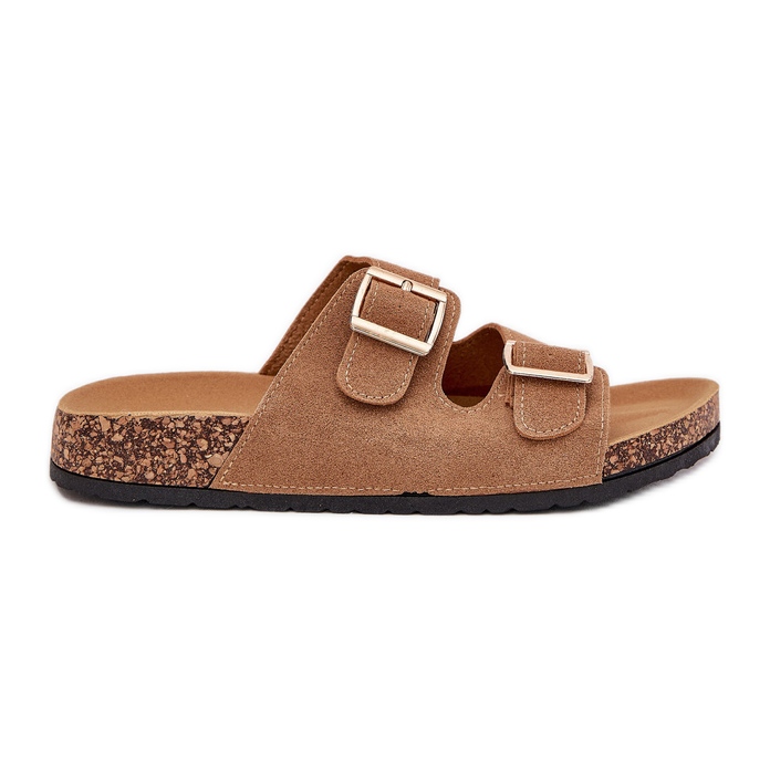 Boto Kvinnors flip flops med gyllene klämmor och ljusbrun luner