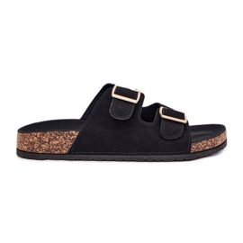 Boto Kvinnors flip flops med gyllene klämmor och svarta månstygn