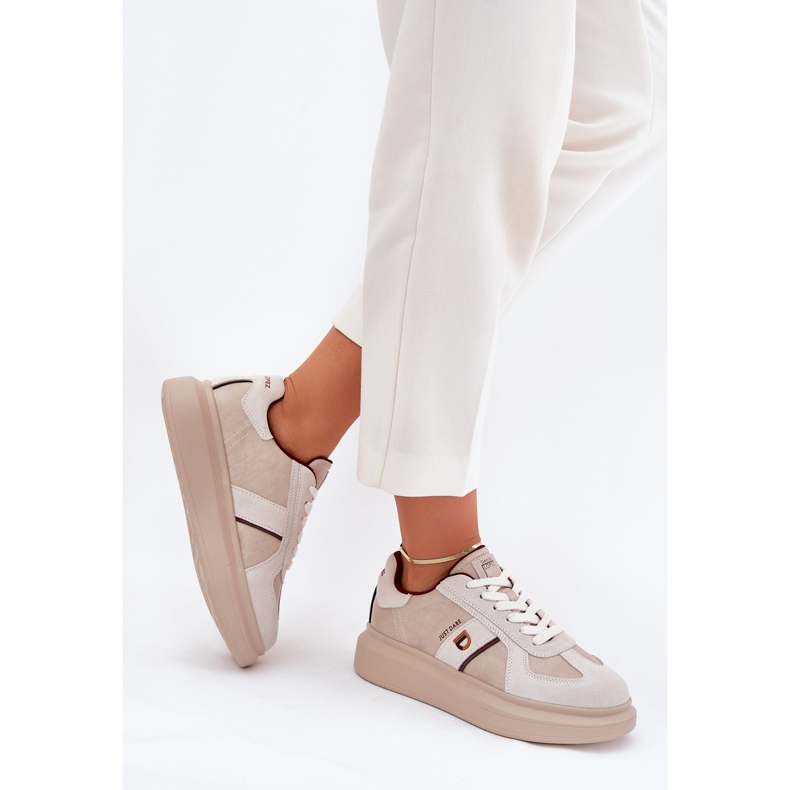 Women's Leather Sneakers på Big Star Platform av Daniel Lopez SS2D4003 Beige