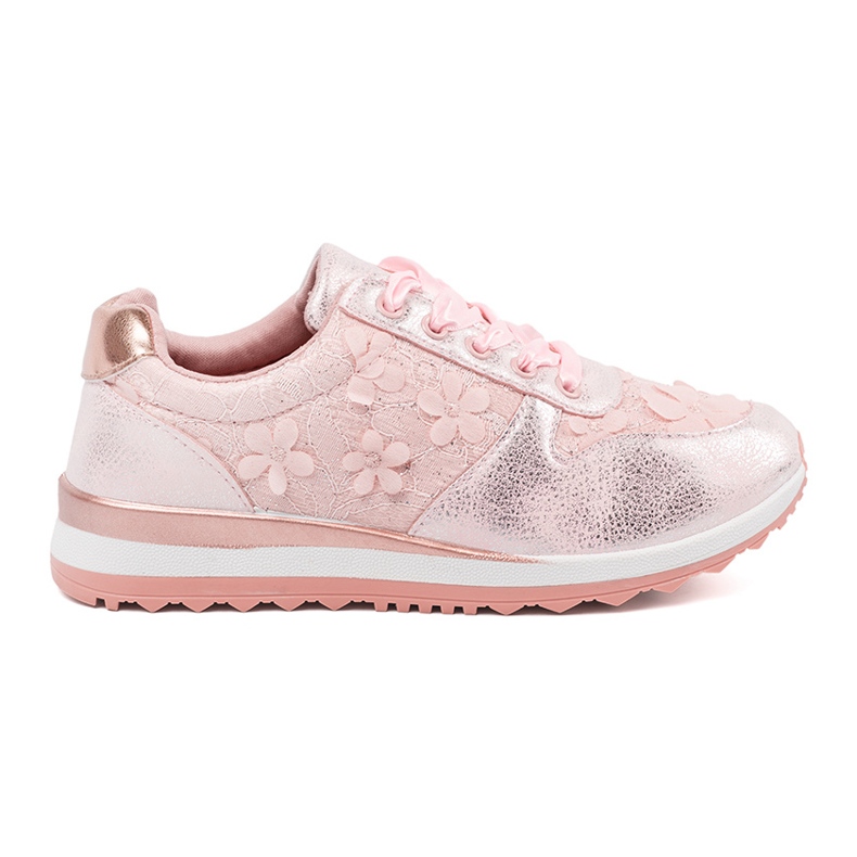 Shelvt Rosa sneakers med ett blommotiv