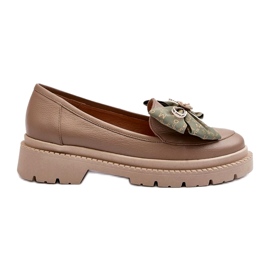 Kvinnors läderloafers med Laura Messi 2787 Beige