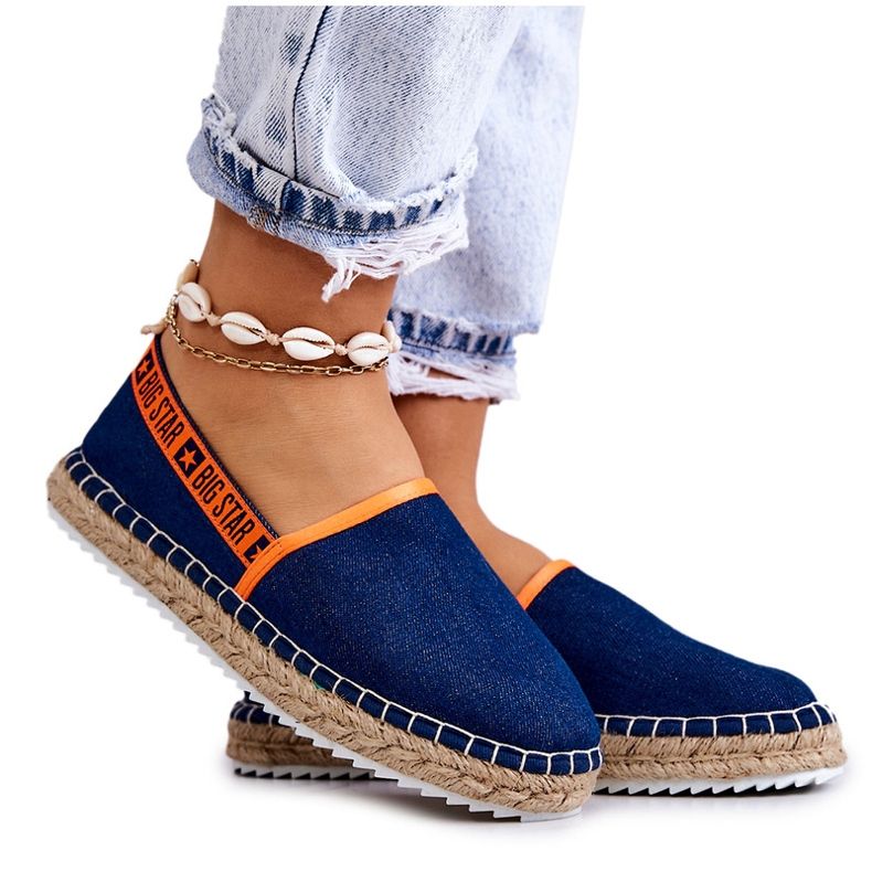 Material Espadrilles Kvinnors insättning Big Star JJ27487 Navy Blue blå