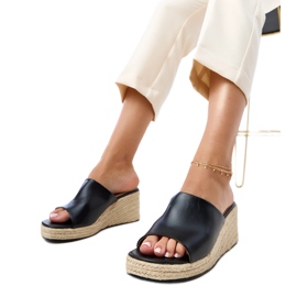 Svart espadrilles flip -flops på Felicity Wedge beige