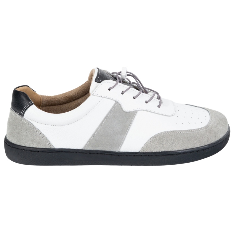 Olivier Barfota kvinnors skor minimalistisk läder bred vit aria med grå