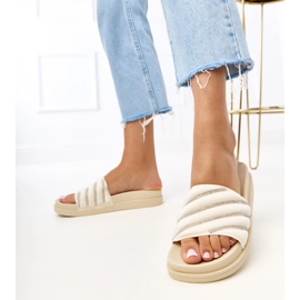 Beige flip flops med cardon zircons blå