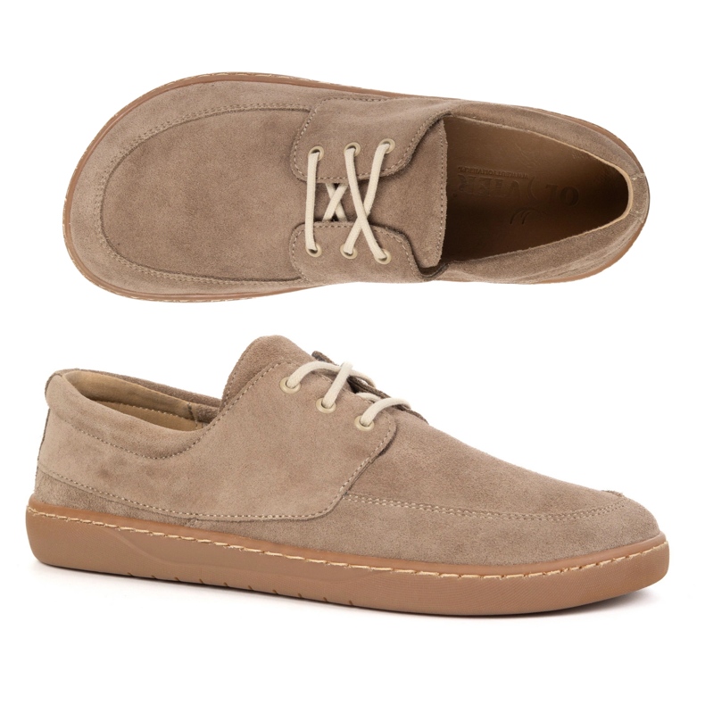 Olivier Kvinnors mockasiner barfota 0797W - Polska spets -up läderskor beige