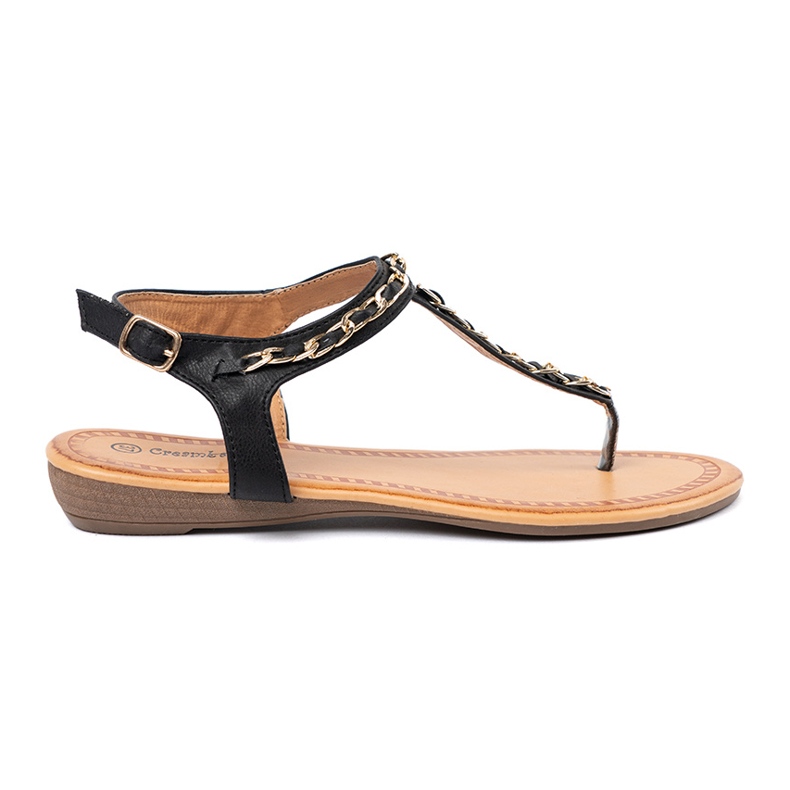 Shelvt Sandaler med en dekorativ kedja svart