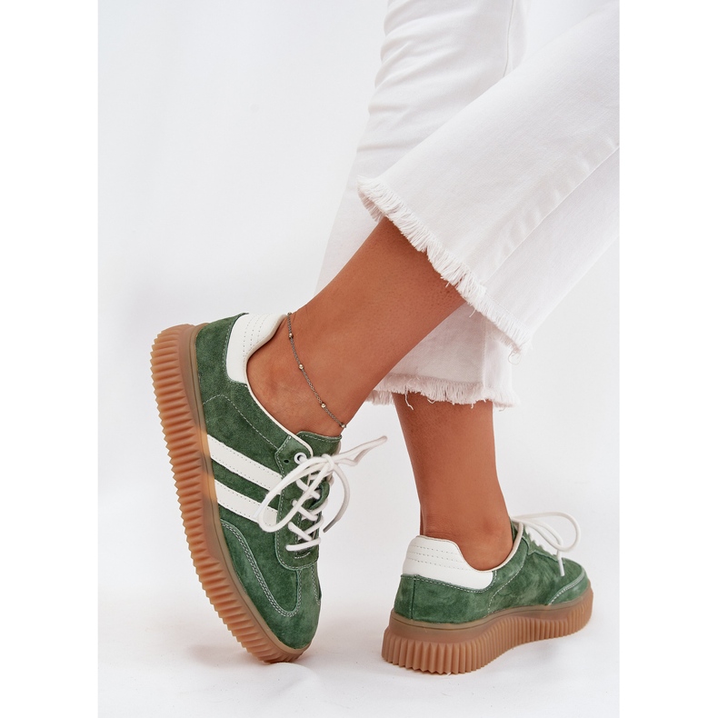 Boto Kvinnors mocka sneakers på Green Venera -plattformen grön