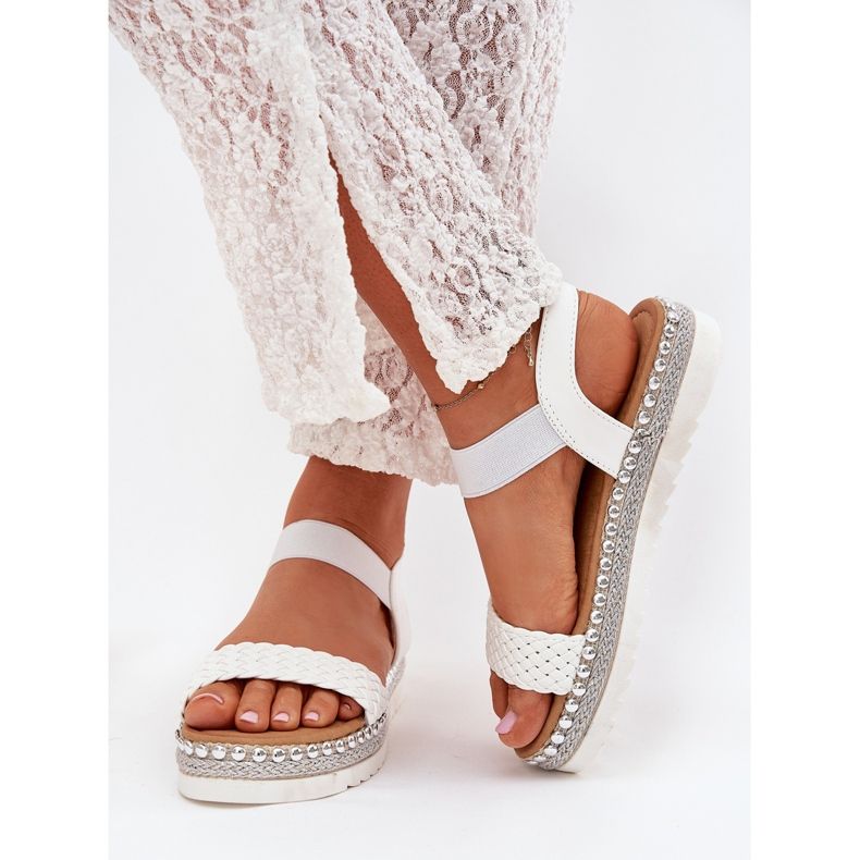 Boto Kvinnors sandaler med fläta på den dekorerade plattformen White Velara vit