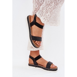 Boto Kvinnors sandaler med fläta på den dekorerade plattformen Black Velara svart